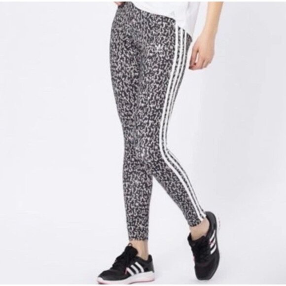 Adidas Originals Women’s Leggings S Animal Print Cheetah 3-Stripes Logo - Picture 1 of 8
